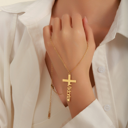 Custom Name Necklaces in Four Style with Crosses