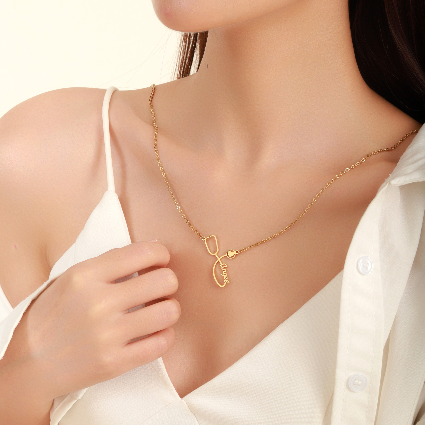 Custom Name Necklaces in Stethoscope Shape Gifts for Doctors and Nurses