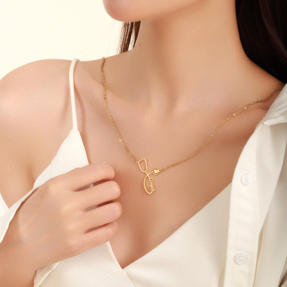 Custom Name Necklaces in Stethoscope Shape Gifts for Doctors and Nurses