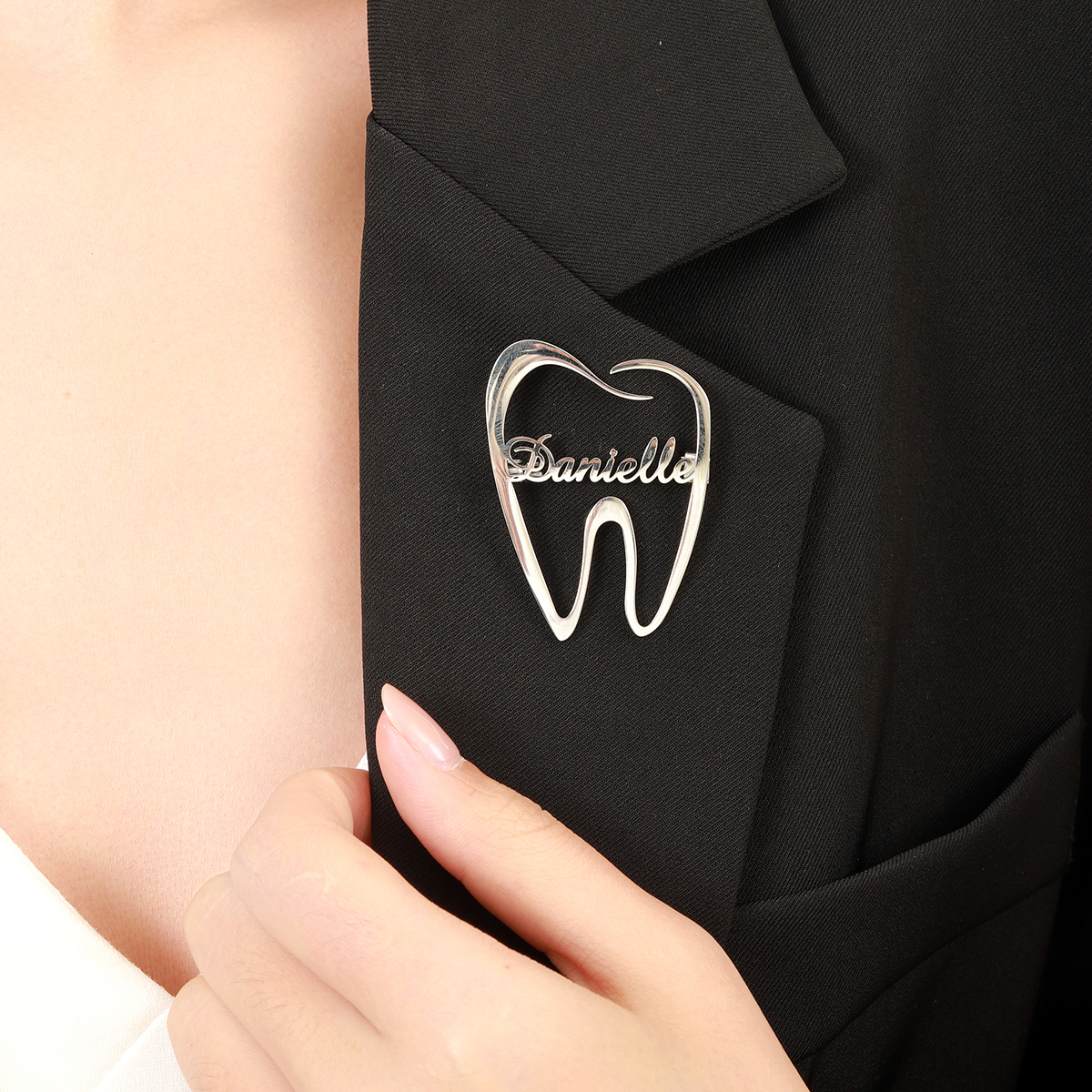 Custom Tooth shaped Name Brooches For Dentists