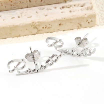 [Copy]Custom Round Stud Earrings with Three Letters