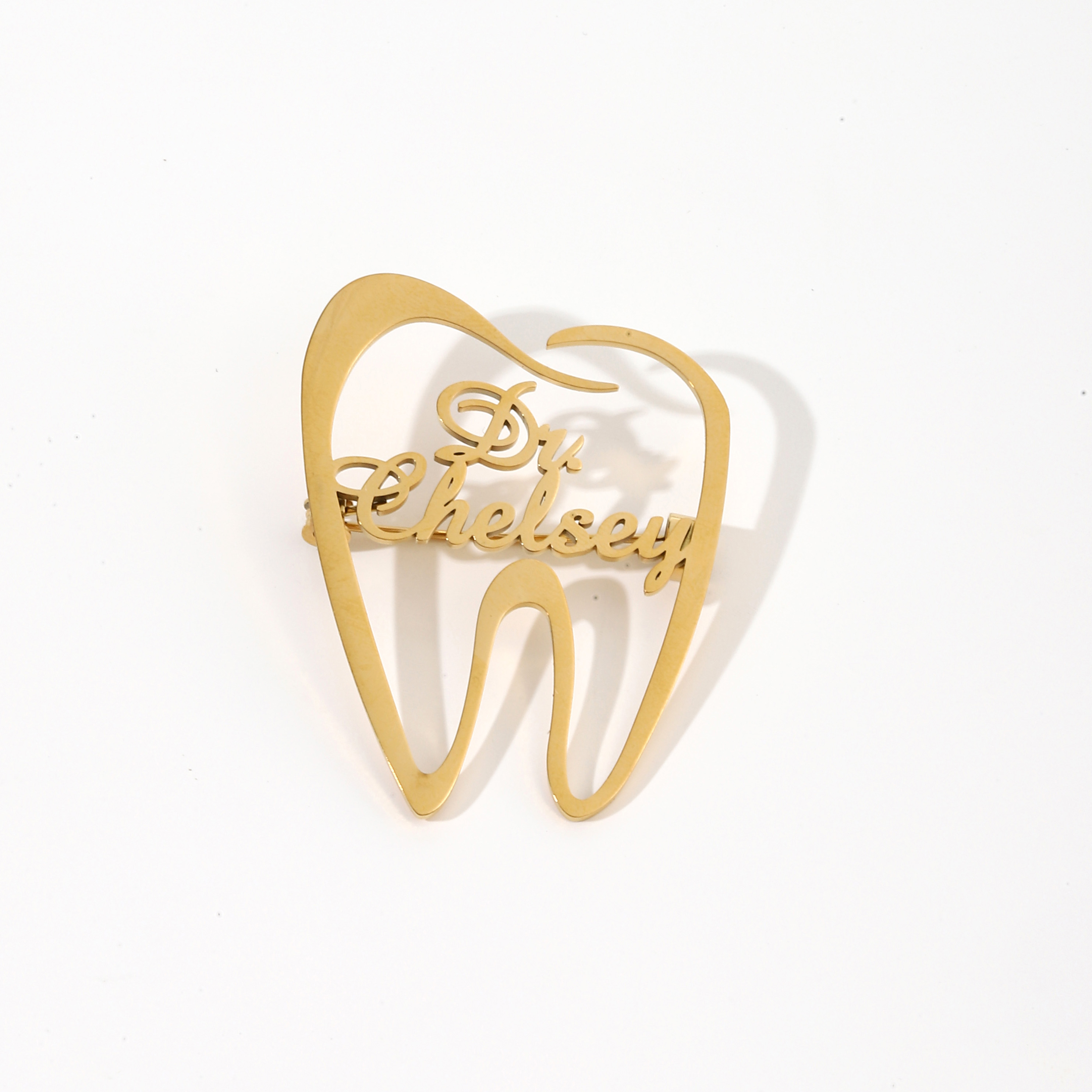 Custom Tooth shaped Name Brooches For Dentists