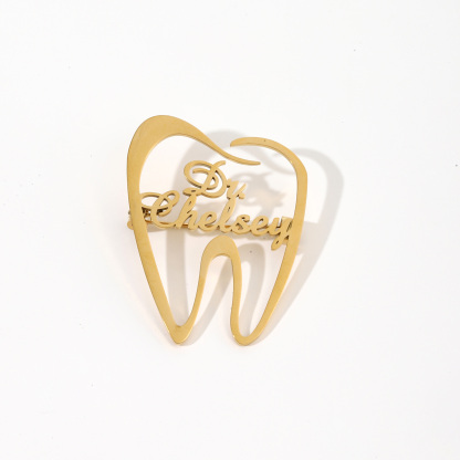 Custom Tooth shaped Name Brooches For Dentists