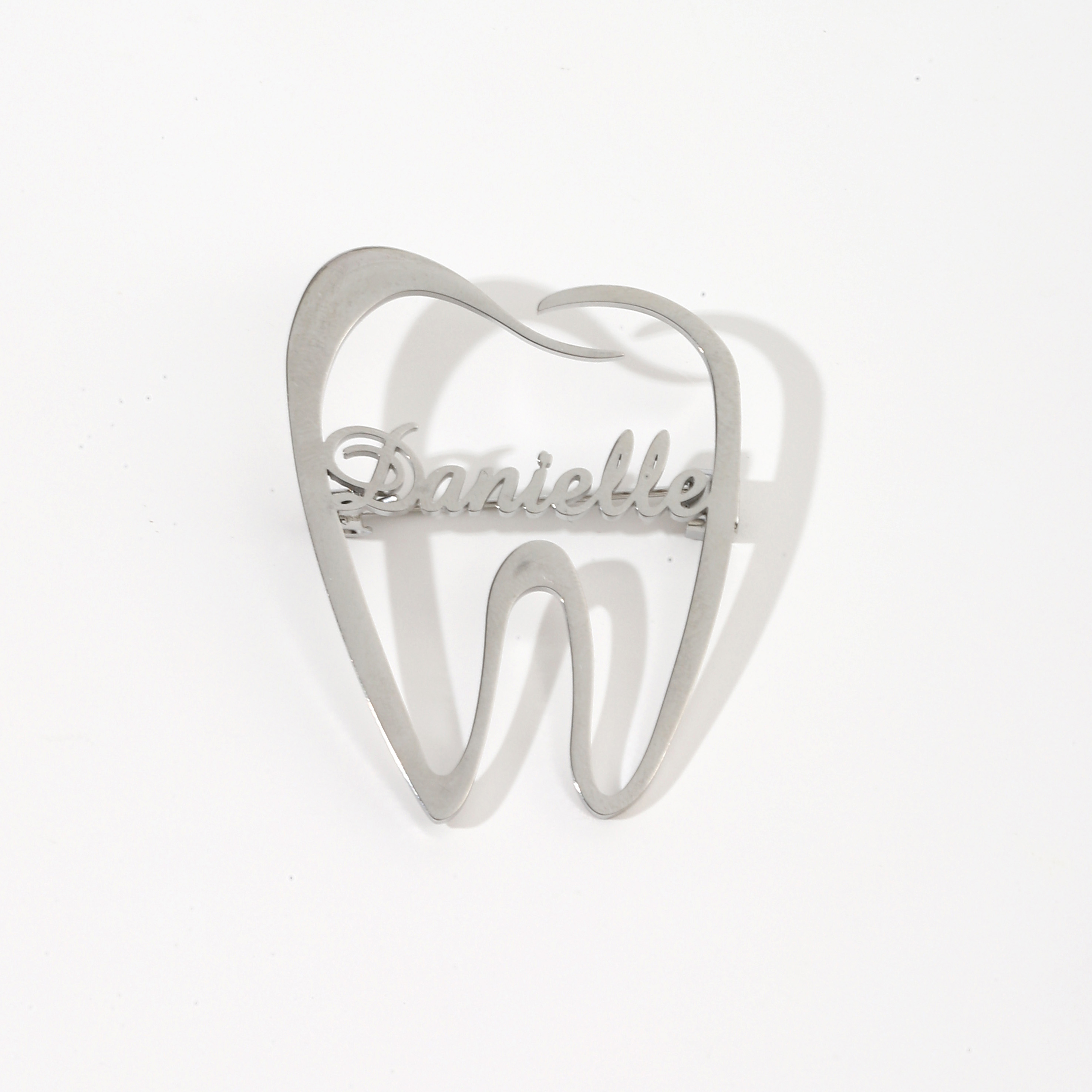 Custom Tooth shaped Name Brooches For Dentists