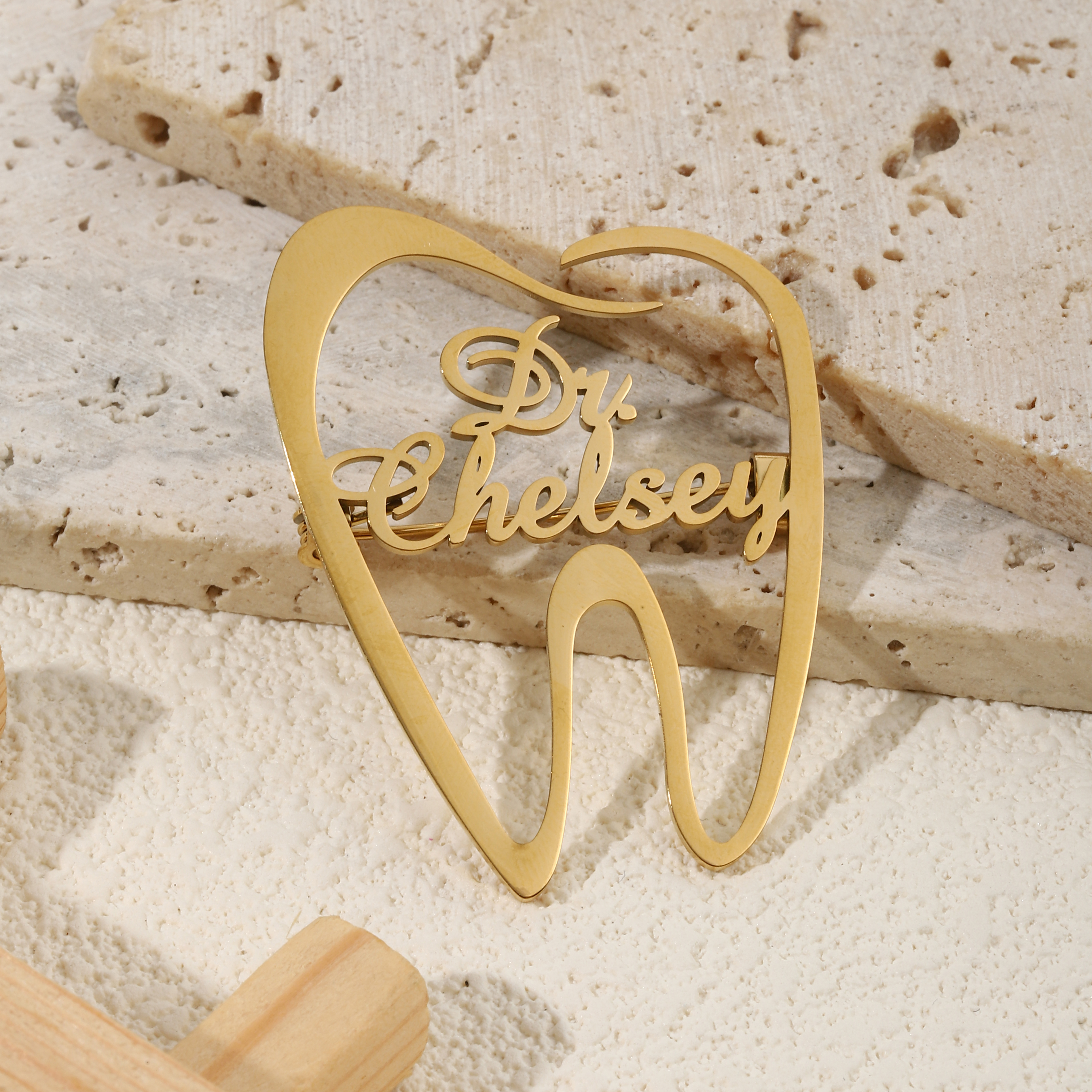 Custom Tooth shaped Name Brooches For Dentists