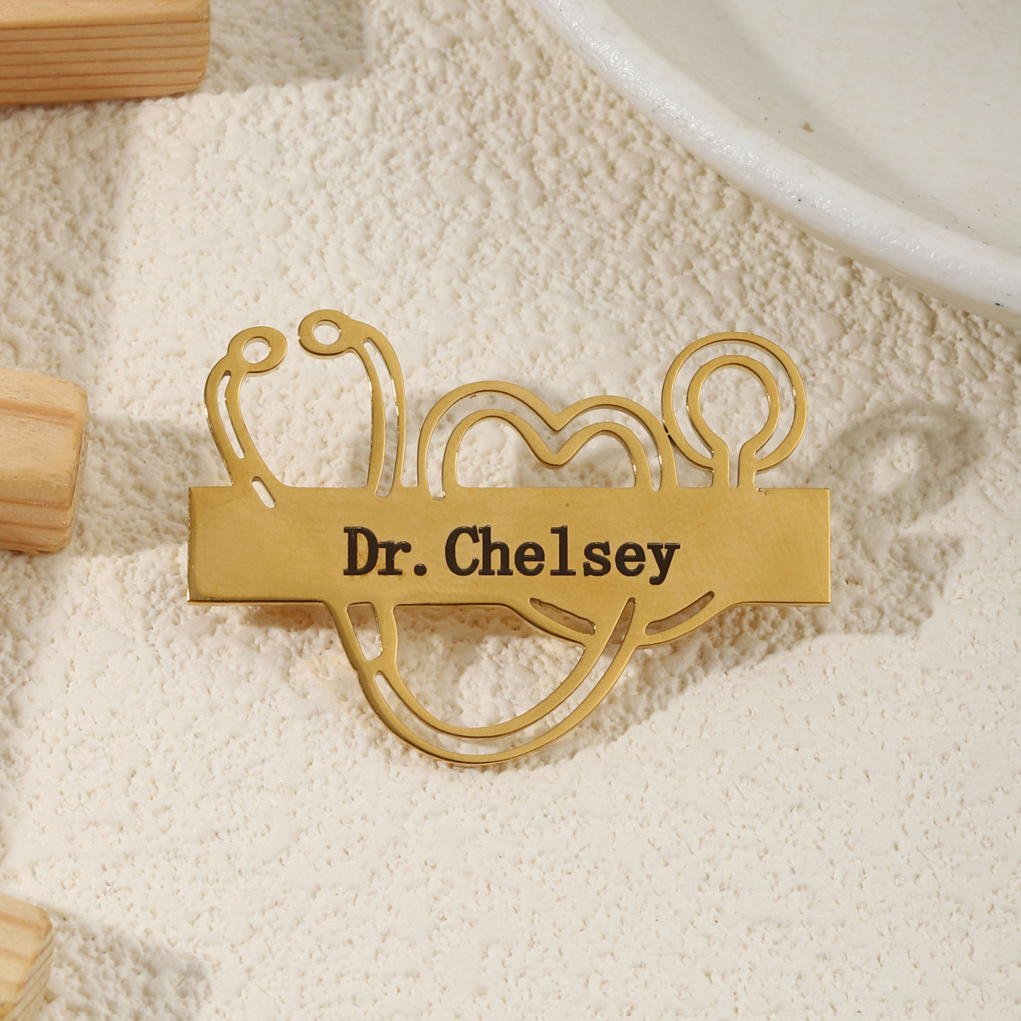 Love Stethoscope shaped Name Brooch Gift for Doctors