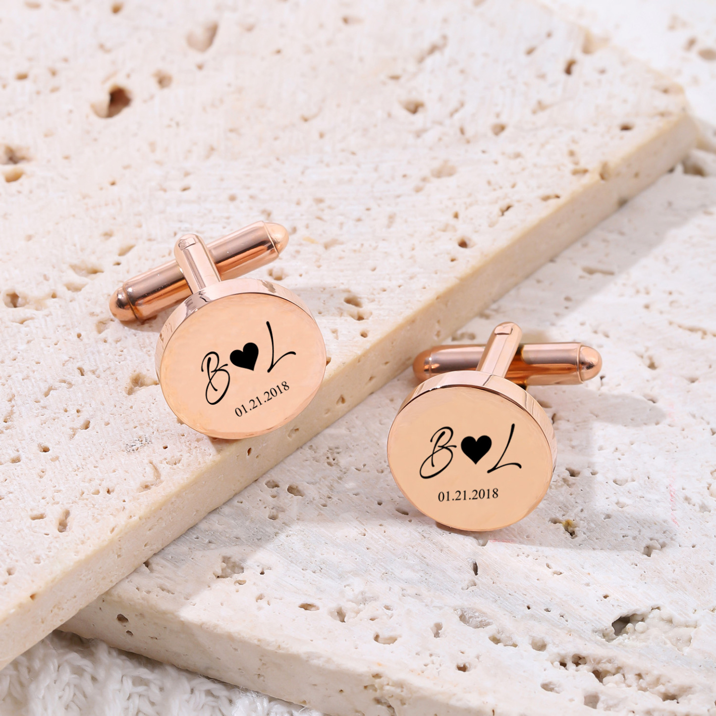 Eight Styles of Round Custom Text Cufflinks