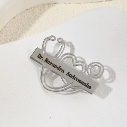 Love Stethoscope shaped Name Brooch Gift for Doctors