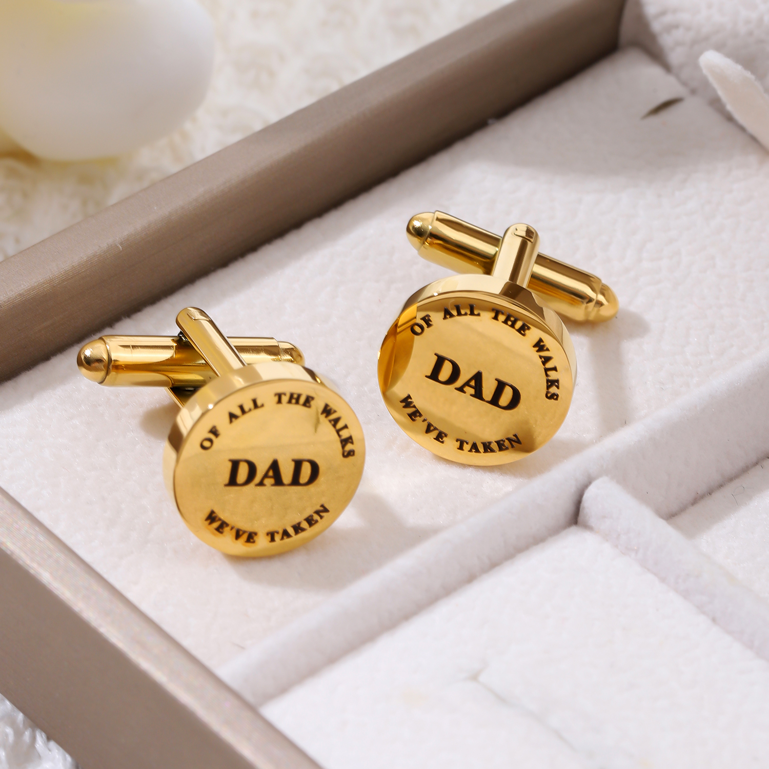 Eight Styles of Round Custom Text Cufflinks