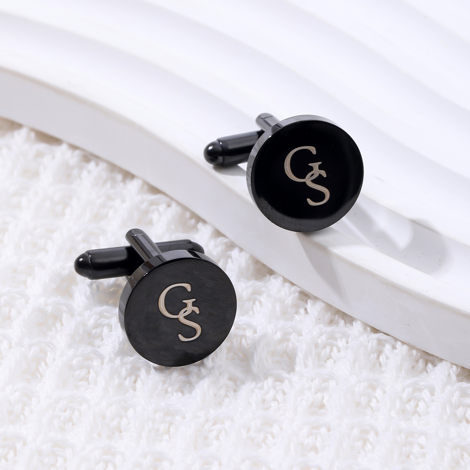Eight Styles of Round Custom Text Cufflinks