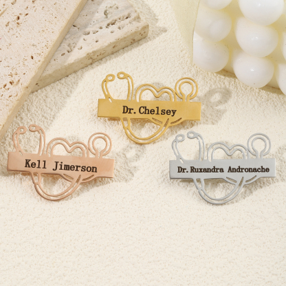 Love Stethoscope shaped Name Brooch Gift for Doctors