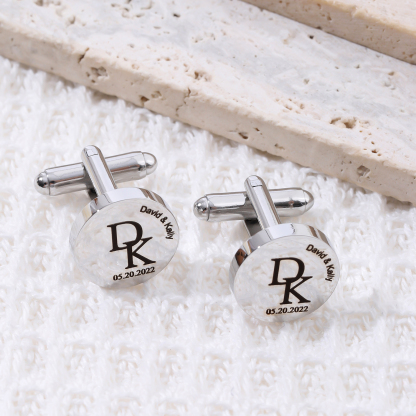 Eight Styles of Round Custom Text Cufflinks