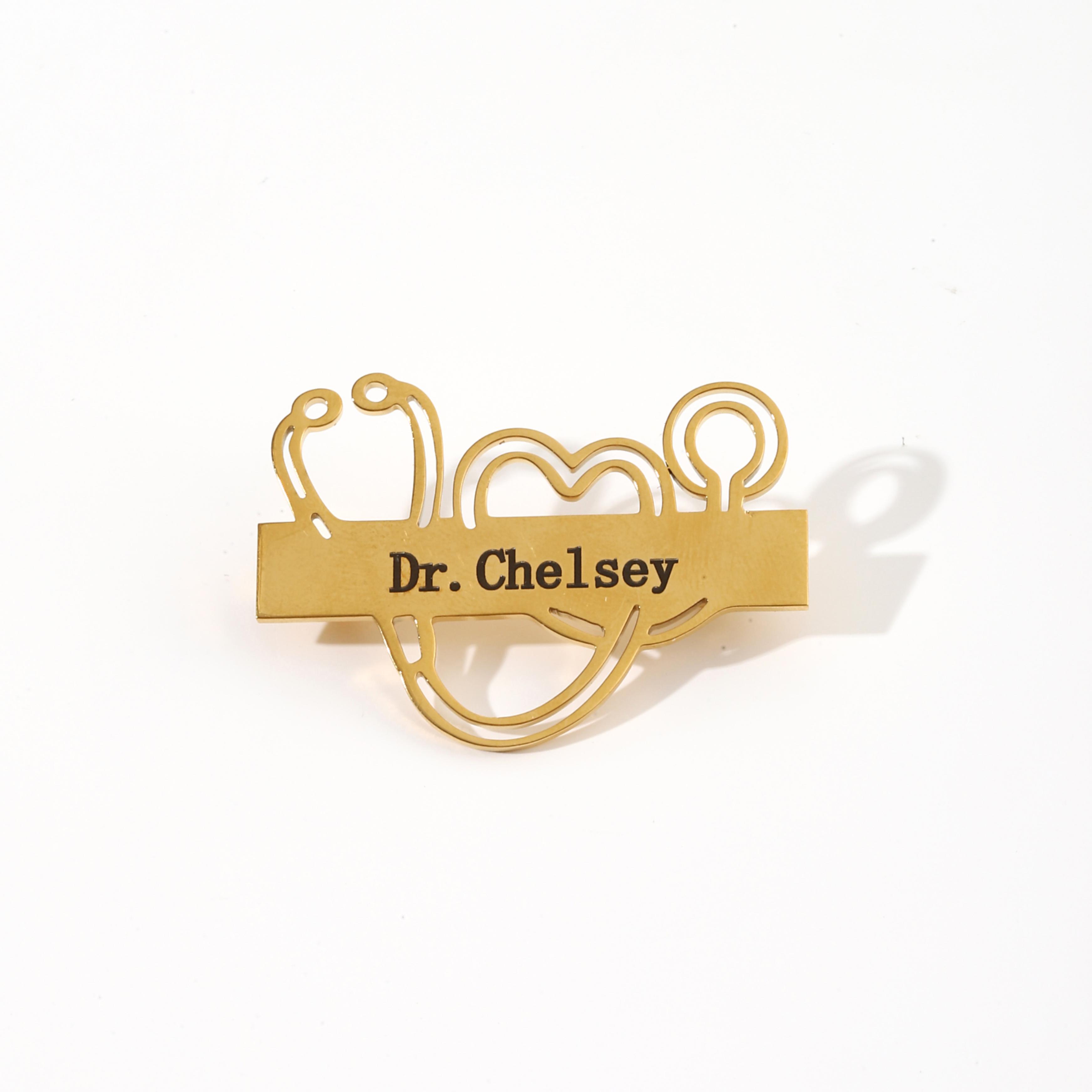 Love Stethoscope shaped Name Brooch Gift for Doctors