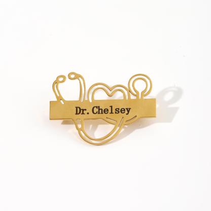 Love Stethoscope shaped Name Brooch Gift for Doctors