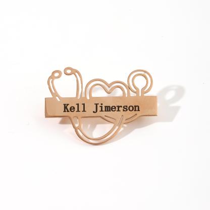 Love Stethoscope shaped Name Brooch Gift for Doctors