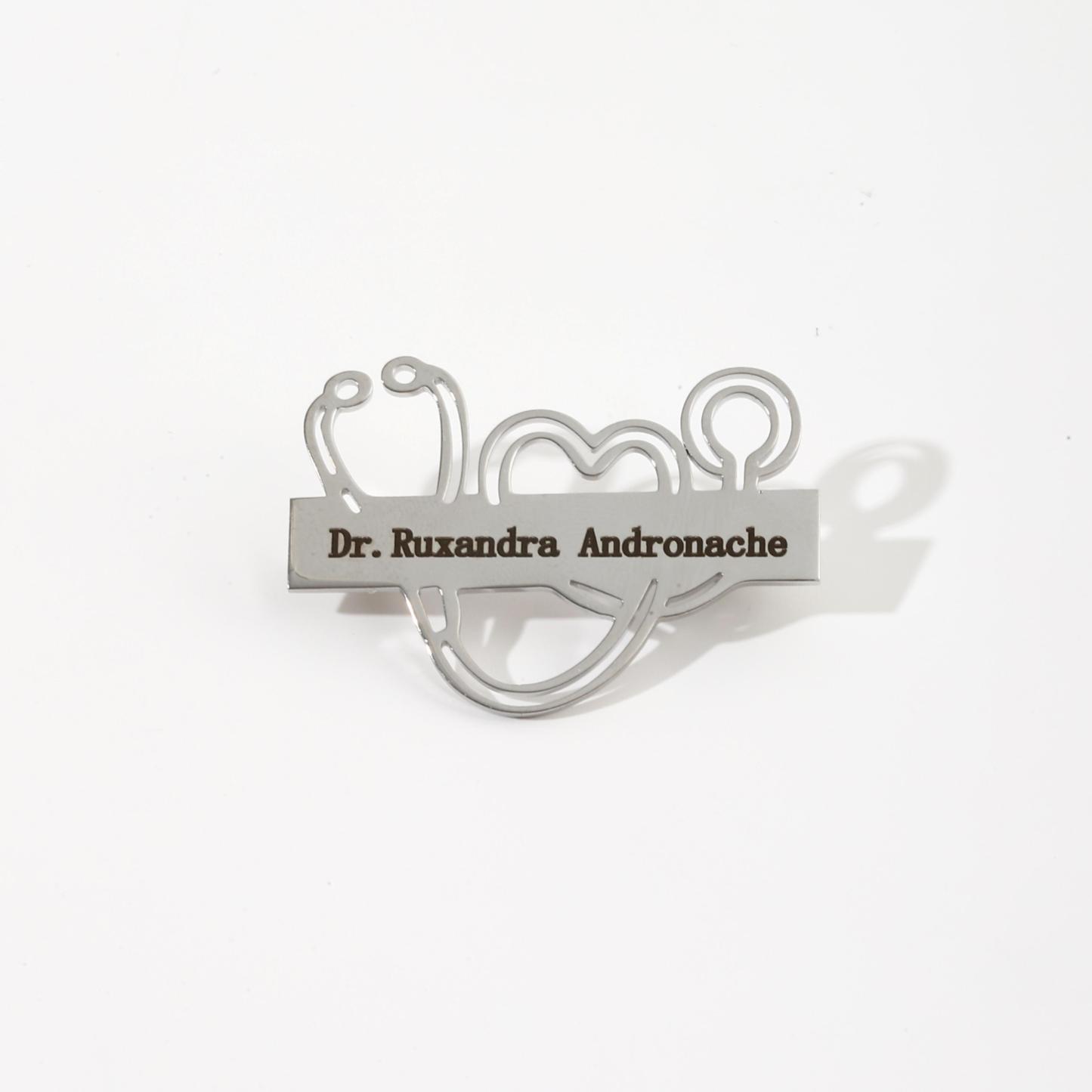 Love Stethoscope shaped Name Brooch Gift for Doctors