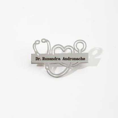 Love Stethoscope shaped Name Brooch Gift for Doctors