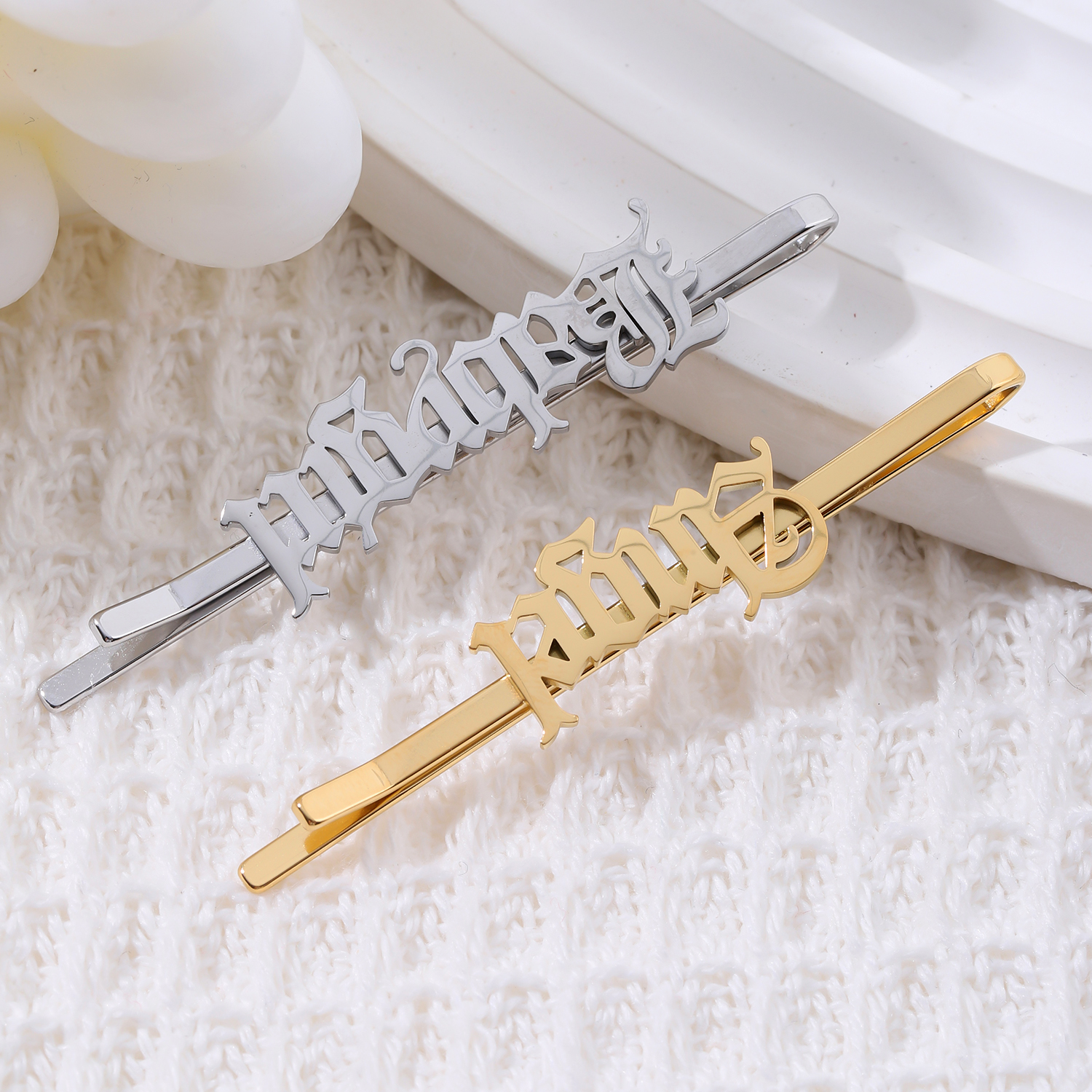 Custom Name Hairpins with Vintage Fonts