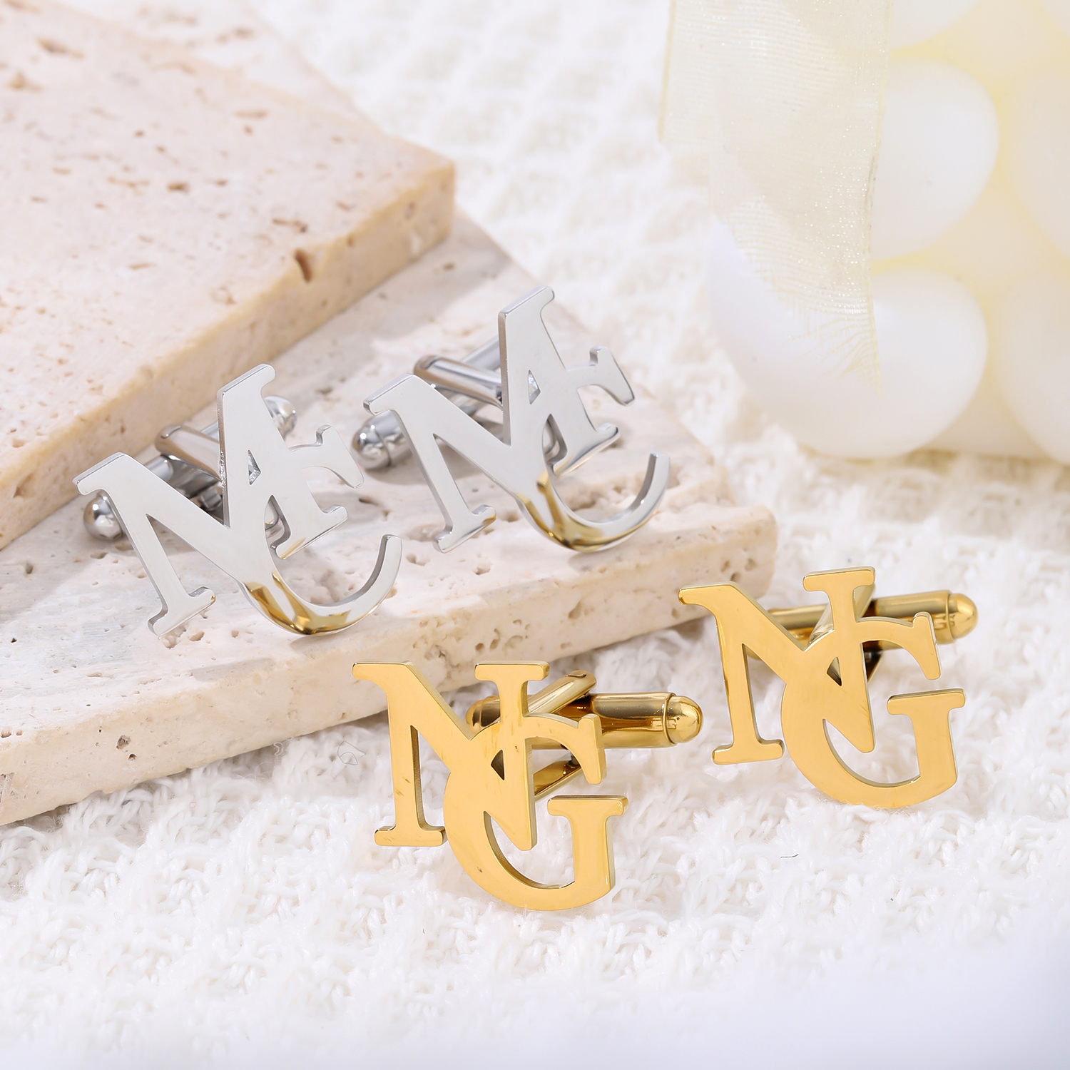 Custom Misaligned Letter Cufflinks