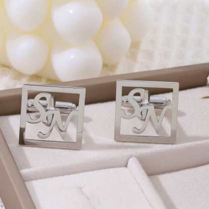 Custom Square shaped Letter Cufflinks