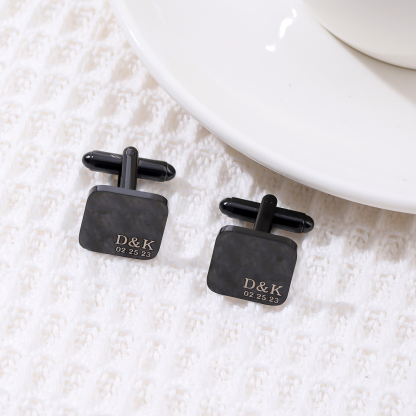 Six Styles of Square Custom Text Cufflinks