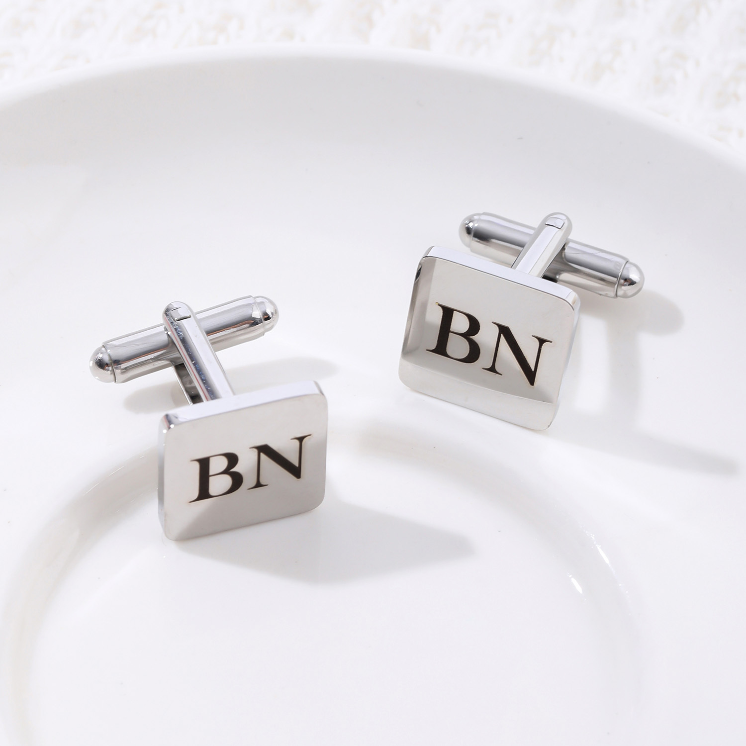 Six Styles of Square Custom Text Cufflinks