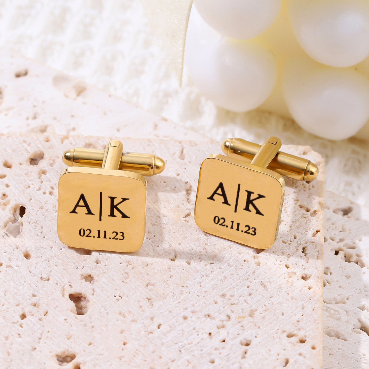 Six Styles of Square Custom Text Cufflinks