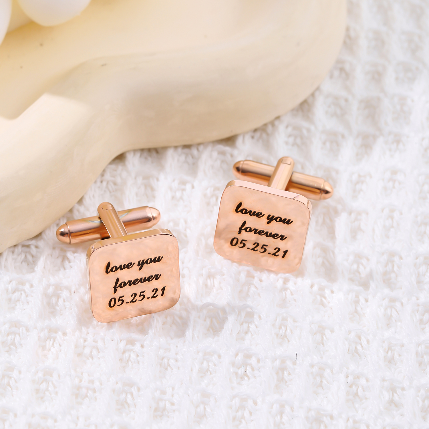 Six Styles of Square Custom Text Cufflinks