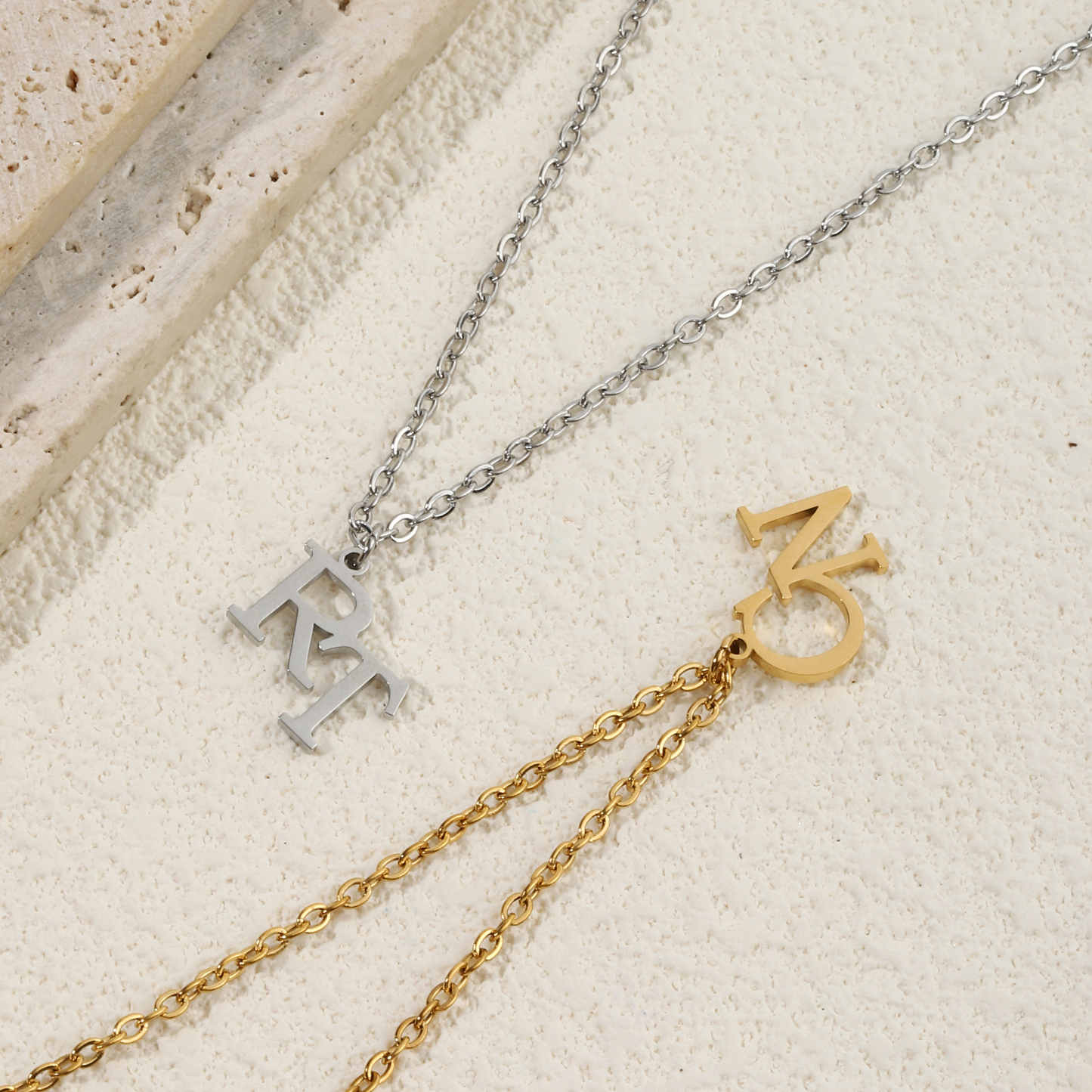 Custom Necklaces with Double Letter Misalignment Design
