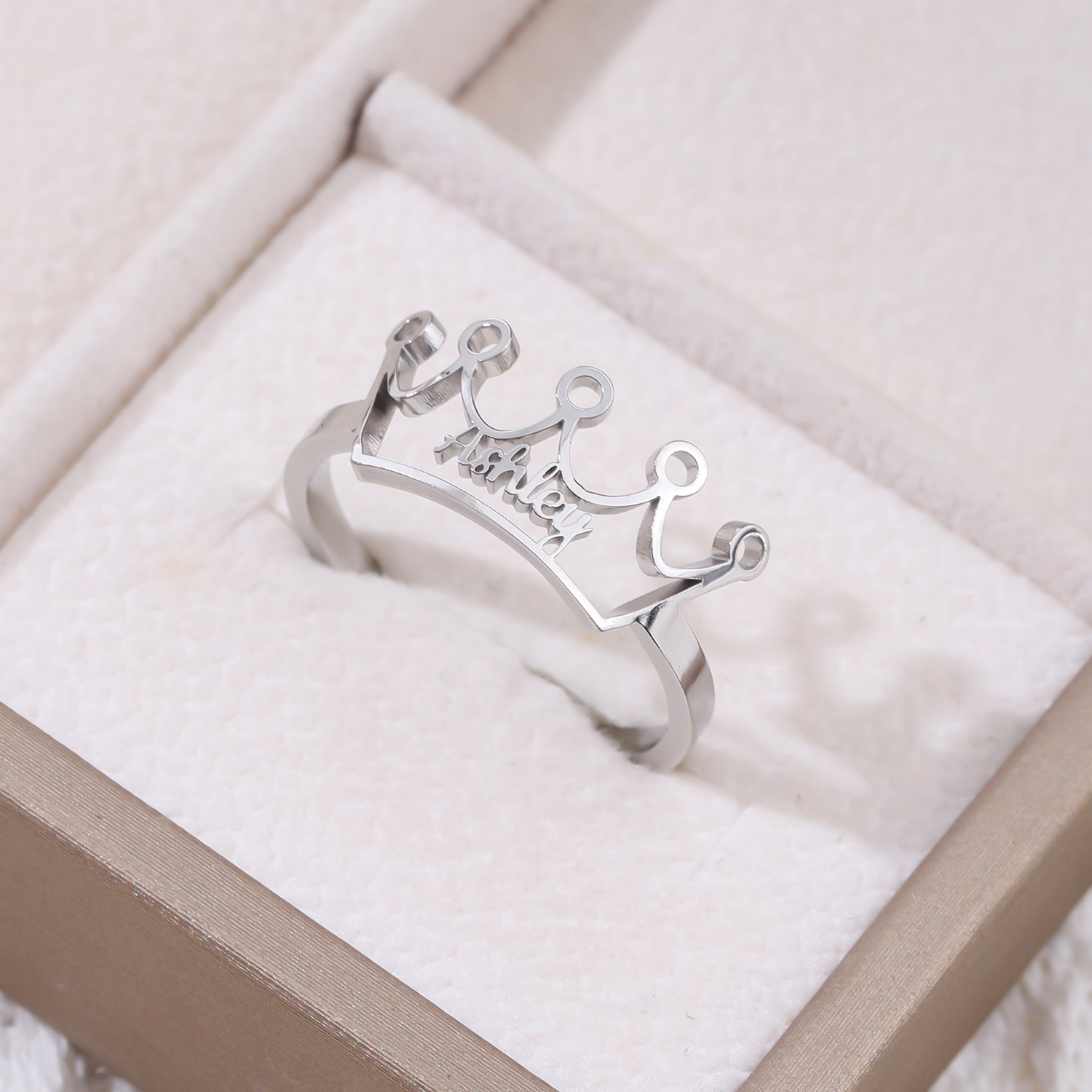 Custom Crown shaped Name Rings