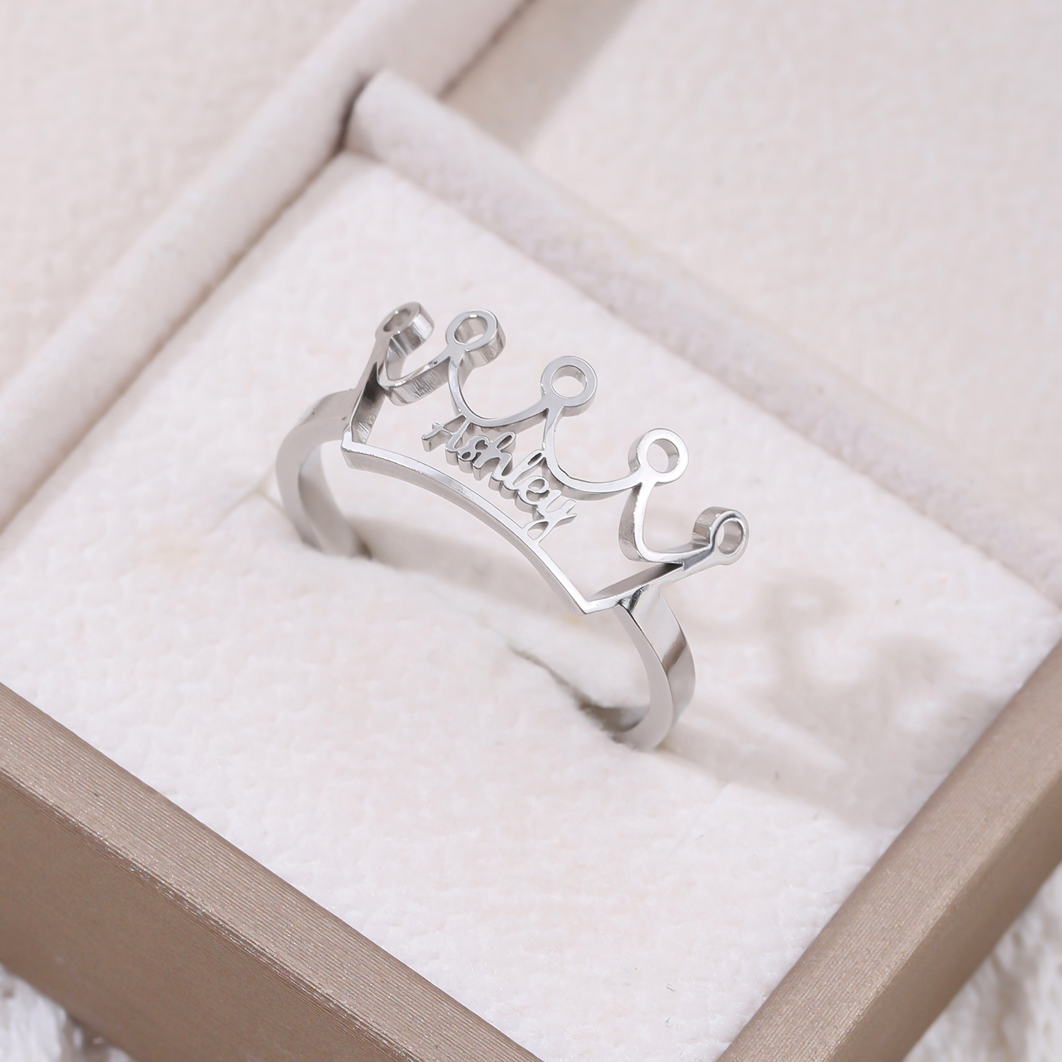 Custom Crown shaped Name Rings