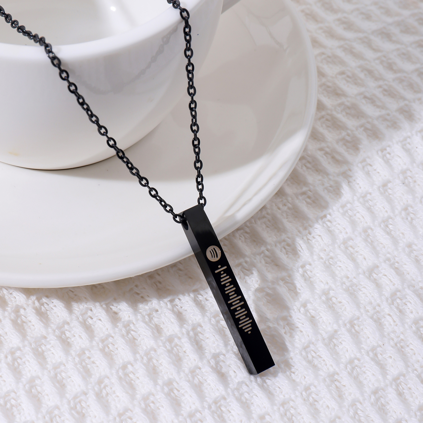 Custom Engraved Four Sides Spotify Music Necklace-Spefeel