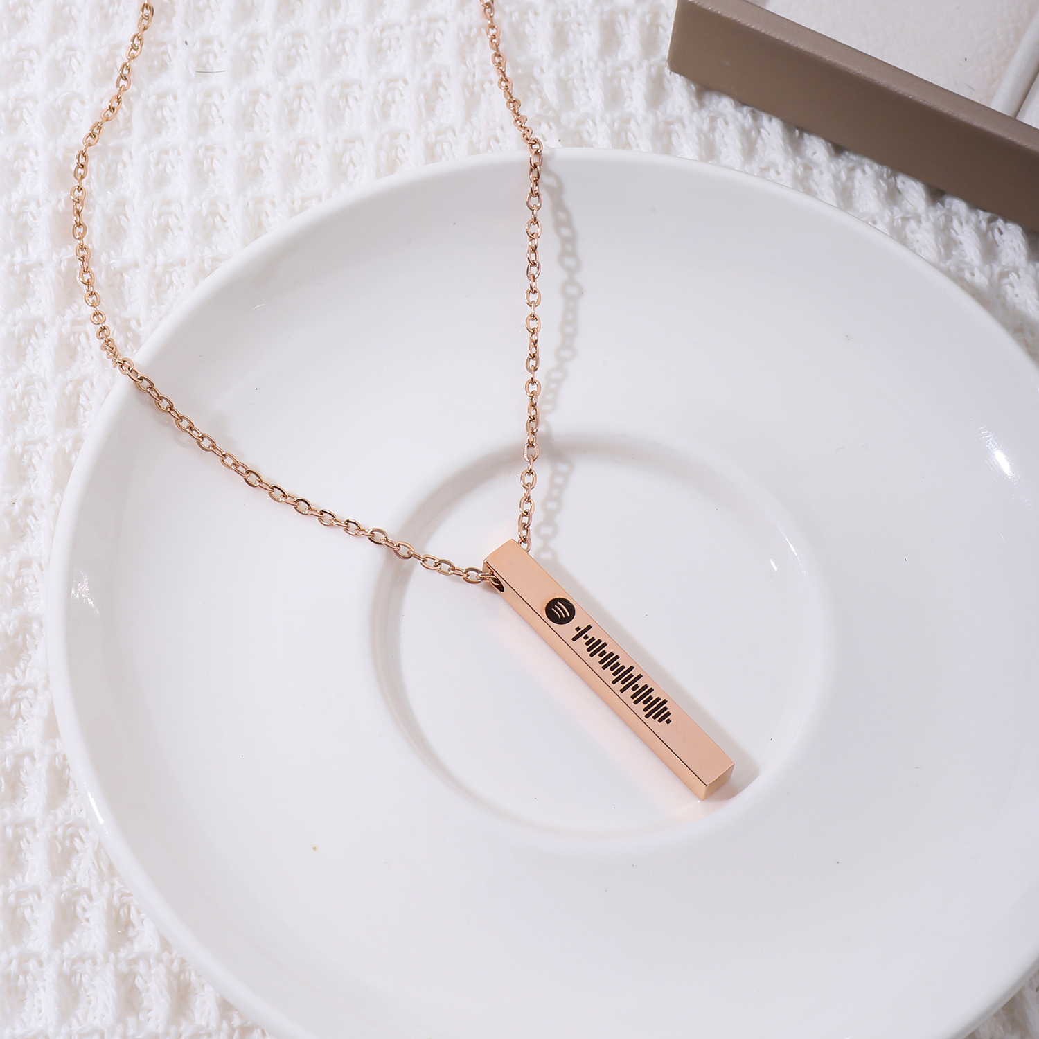 Custom Engraved Four Sides Spotify Music Necklace-Spefeel