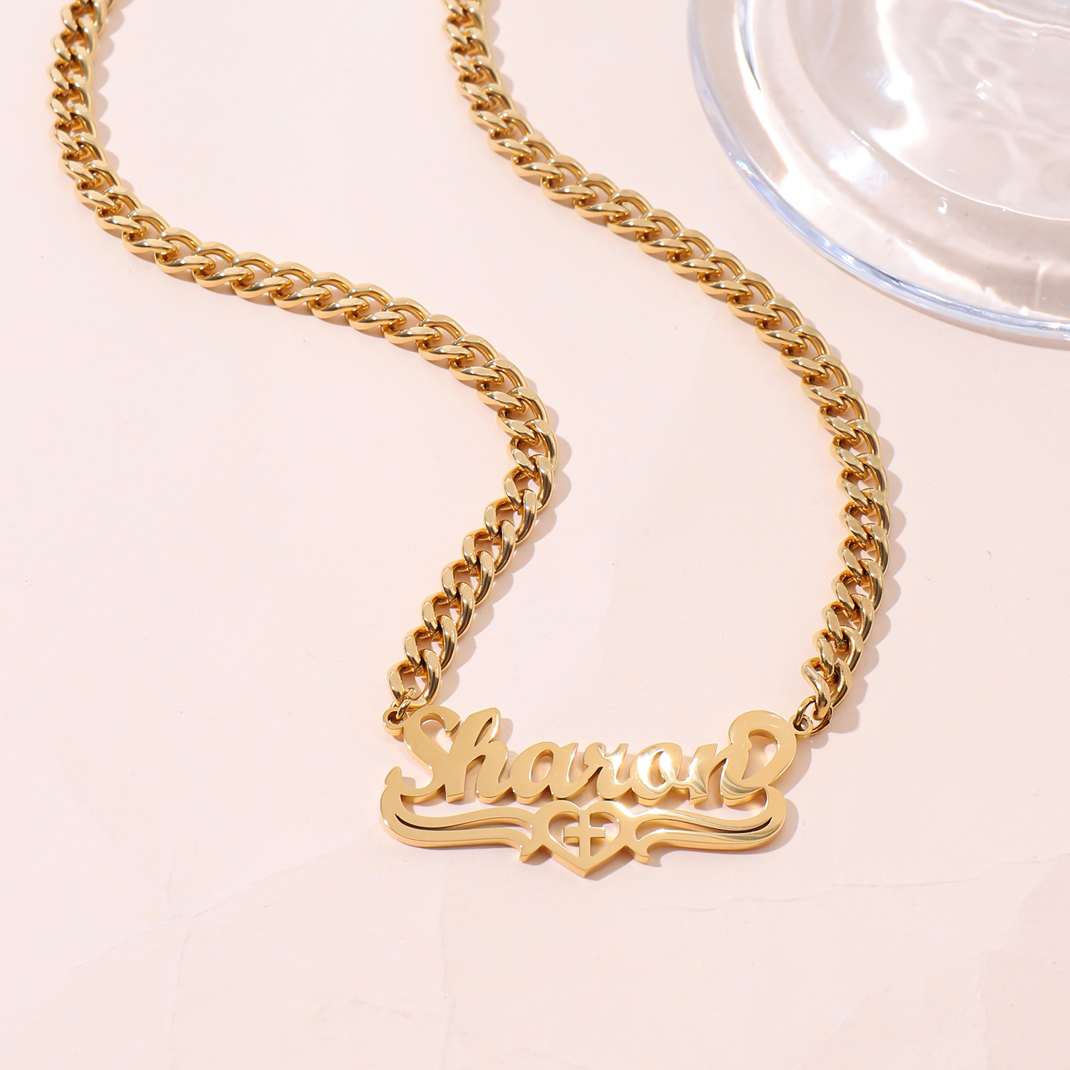 Custom Name Heart and Wings Necklace