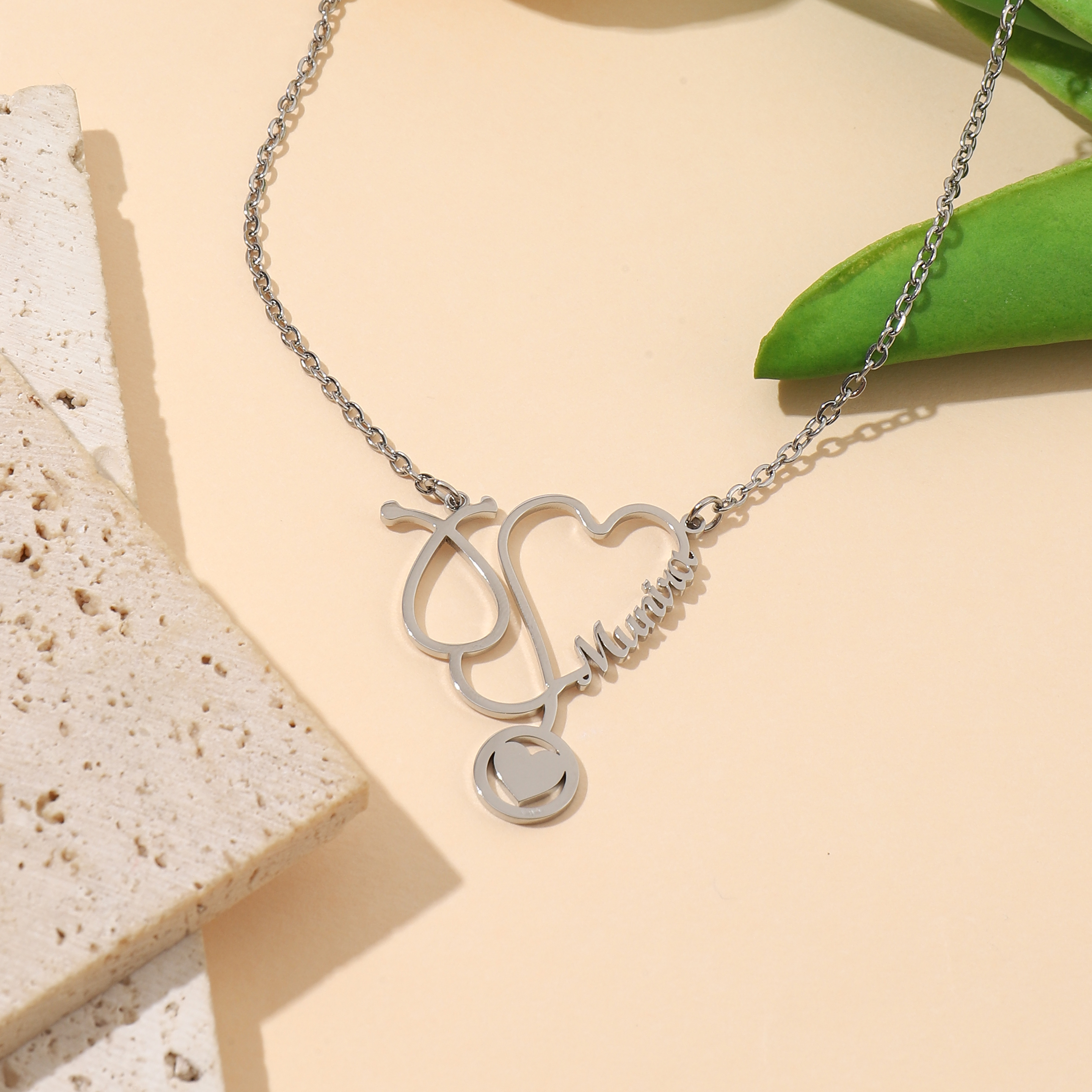Custom Name Necklaces in Stethoscope Shape Gifts for Doctors and Nurses