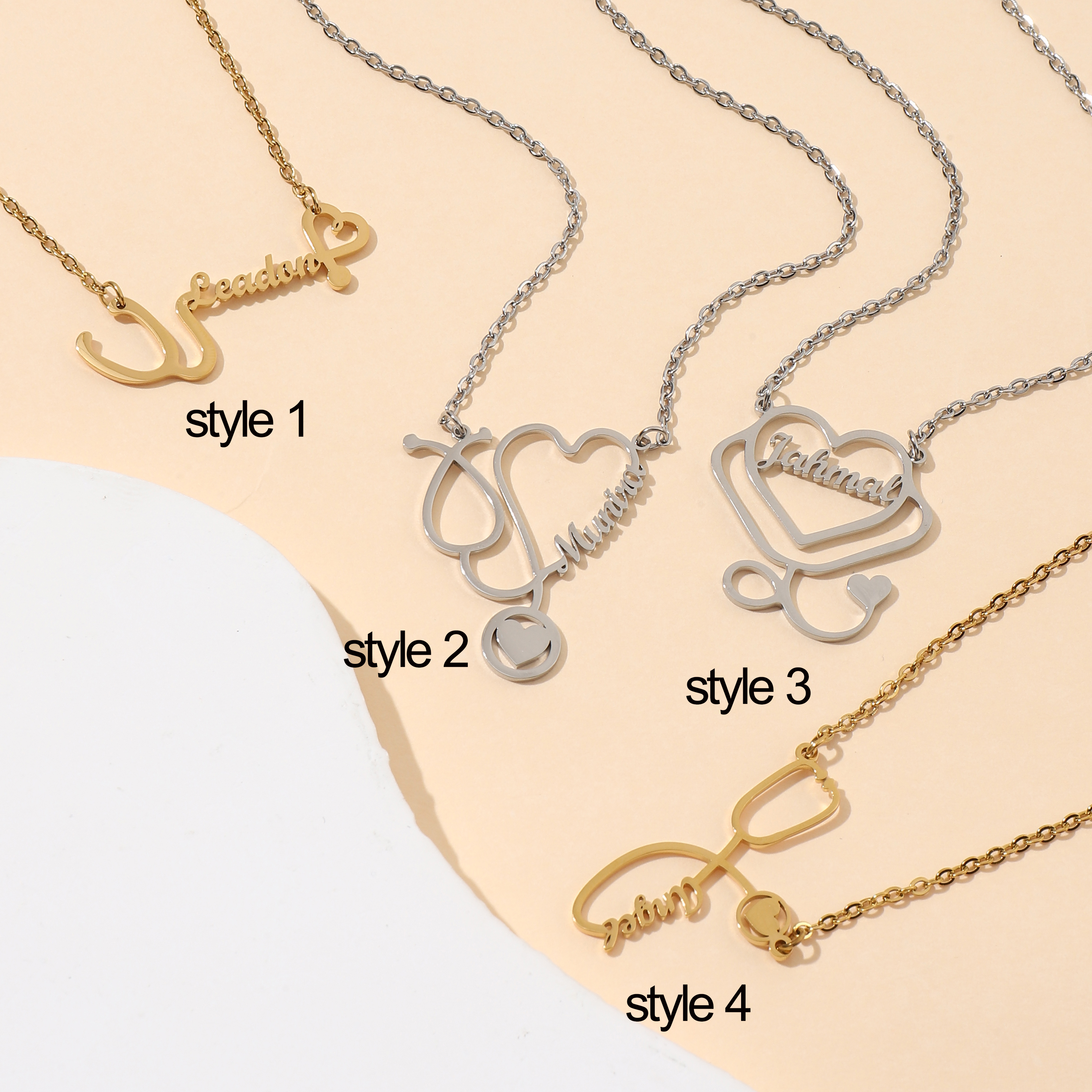 Custom Name Necklaces in Stethoscope Shape Gifts for Doctors and Nurses
