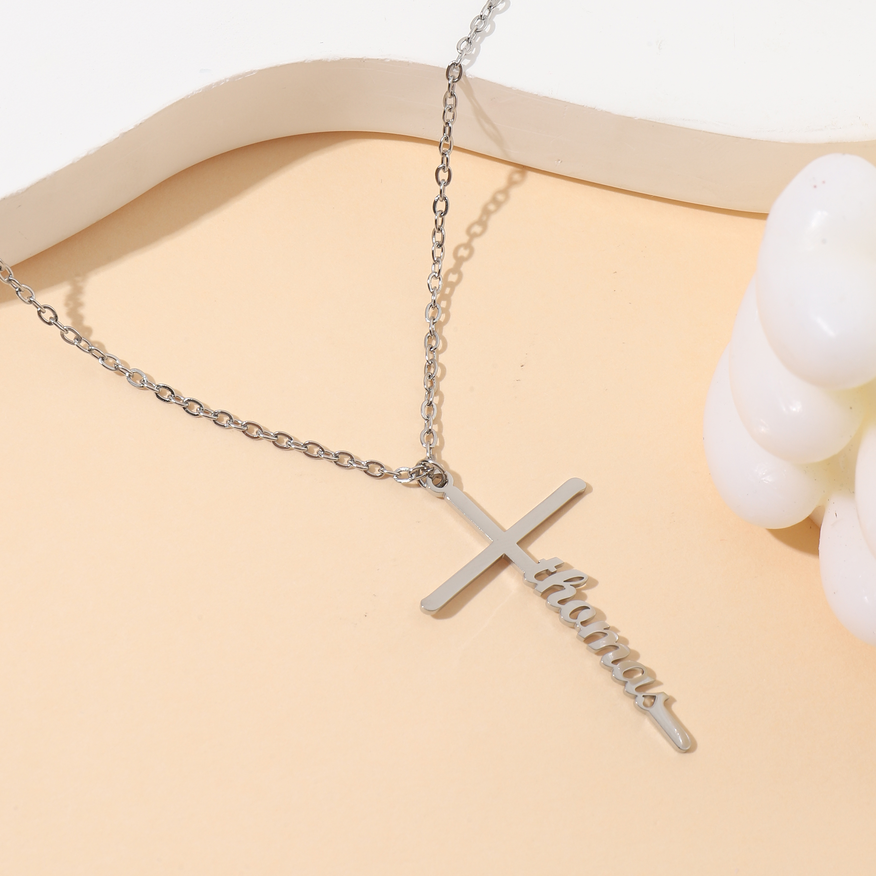 Custom Name Necklaces in Four Style with Crosses