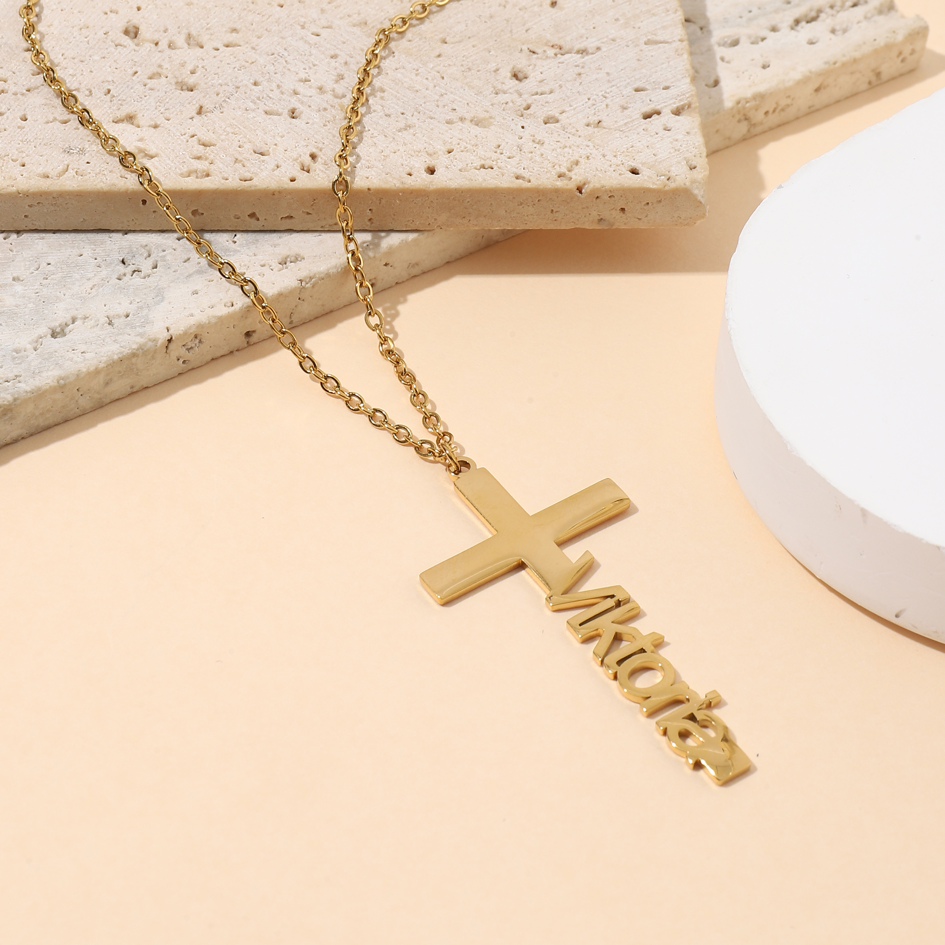 Custom Name Necklaces in Four Style with Crosses