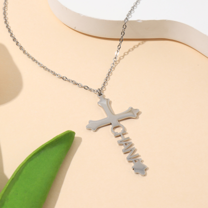 Custom Name Necklaces in Four Style with Crosses