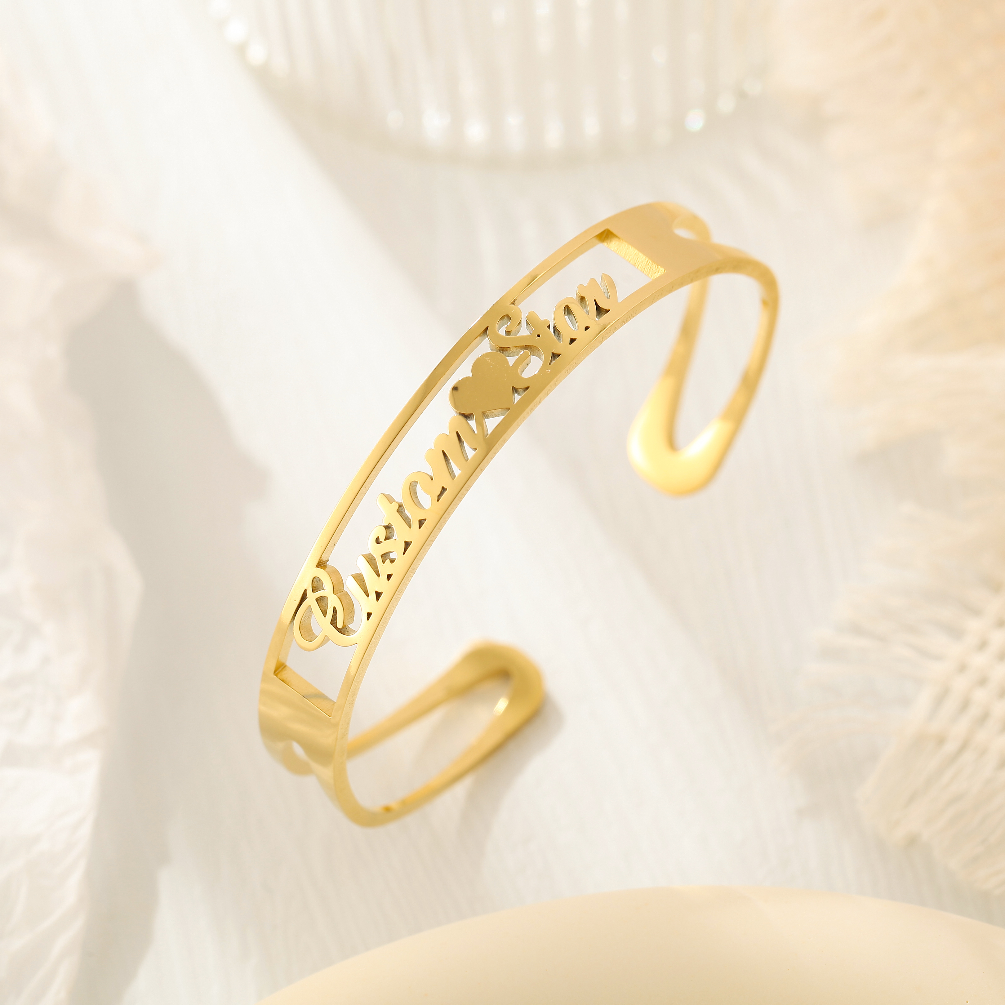 Custom Hollow shaped Bracelets with Double Names