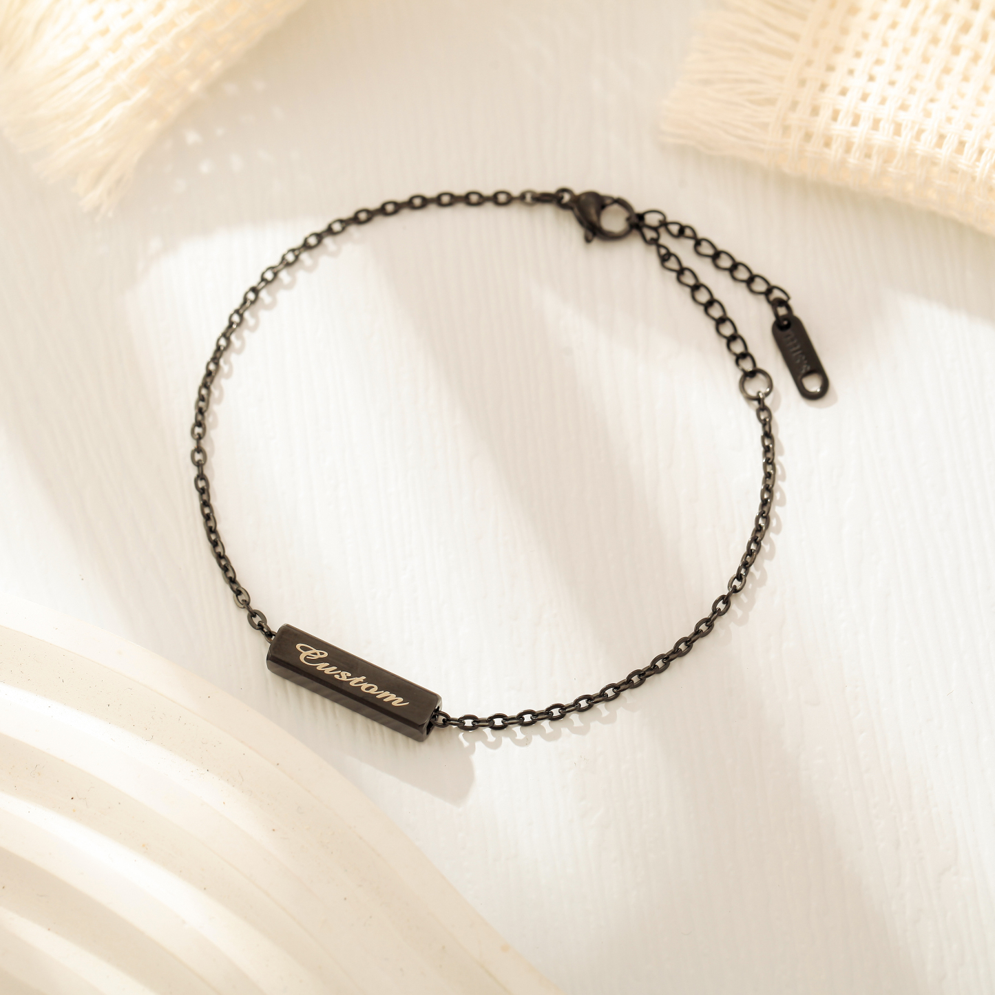 Custom Name Bracelets with Three-dimensional Square Elements