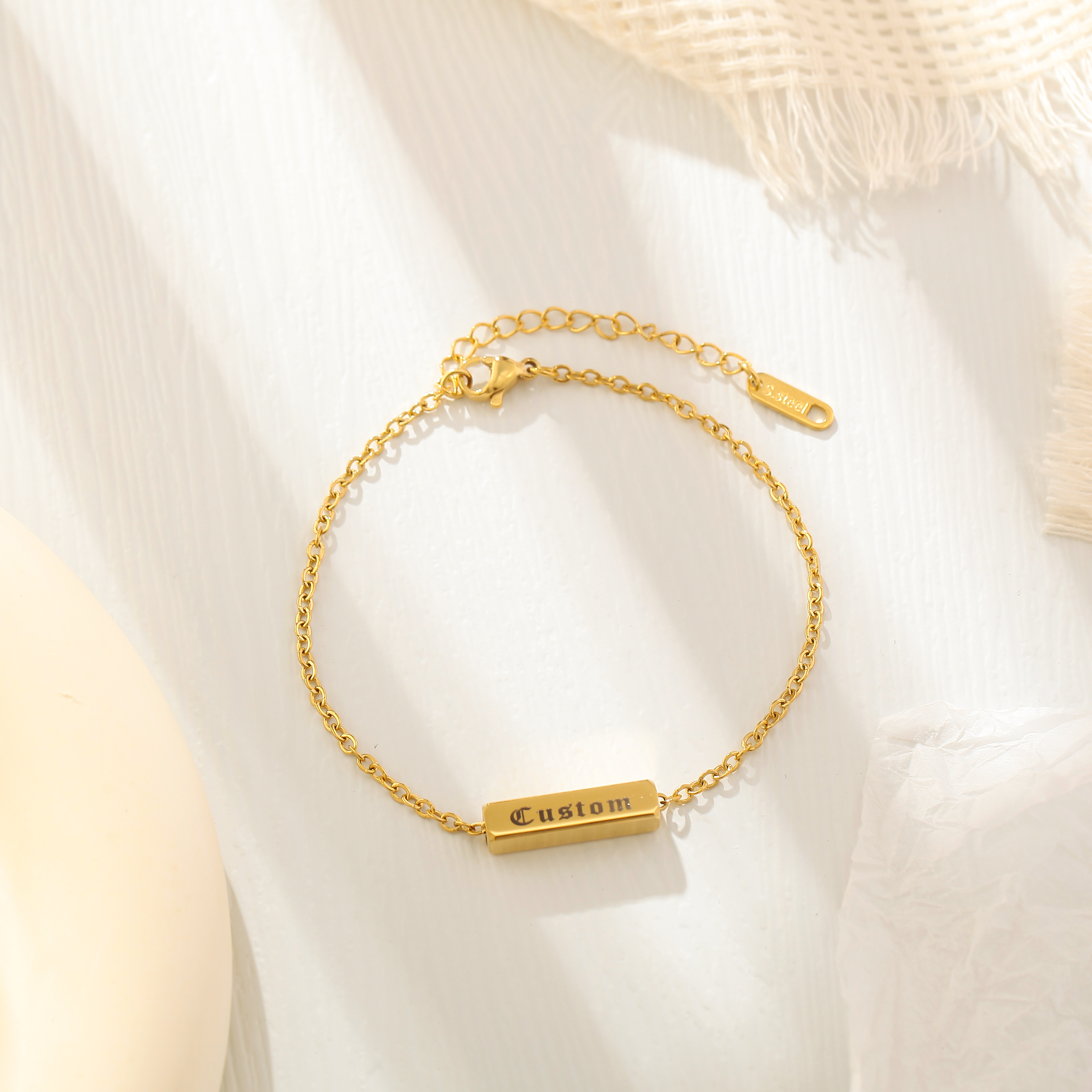 Custom Name Bracelets with Three-dimensional Square Elements