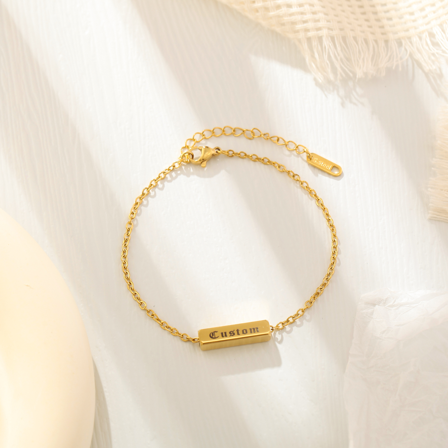 Custom Name Bracelets with Three-dimensional Square Elements