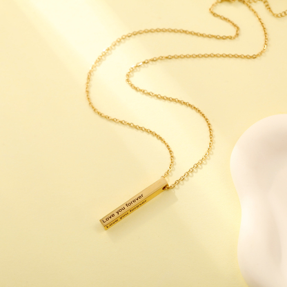 Custom Necklace with Cuboid Pendants Engraved with Text on Four Sides