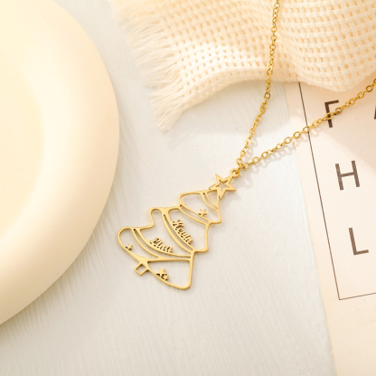 CUSTOM Christmas Tree-shaped Double Name Necklace