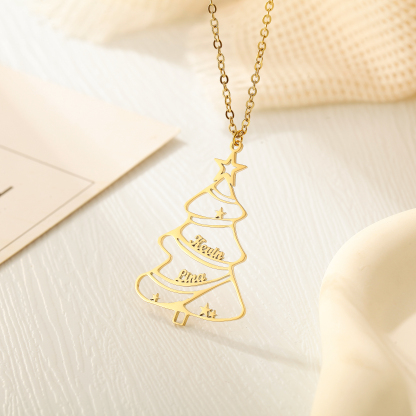CUSTOM Christmas Tree-shaped Double Name Necklace