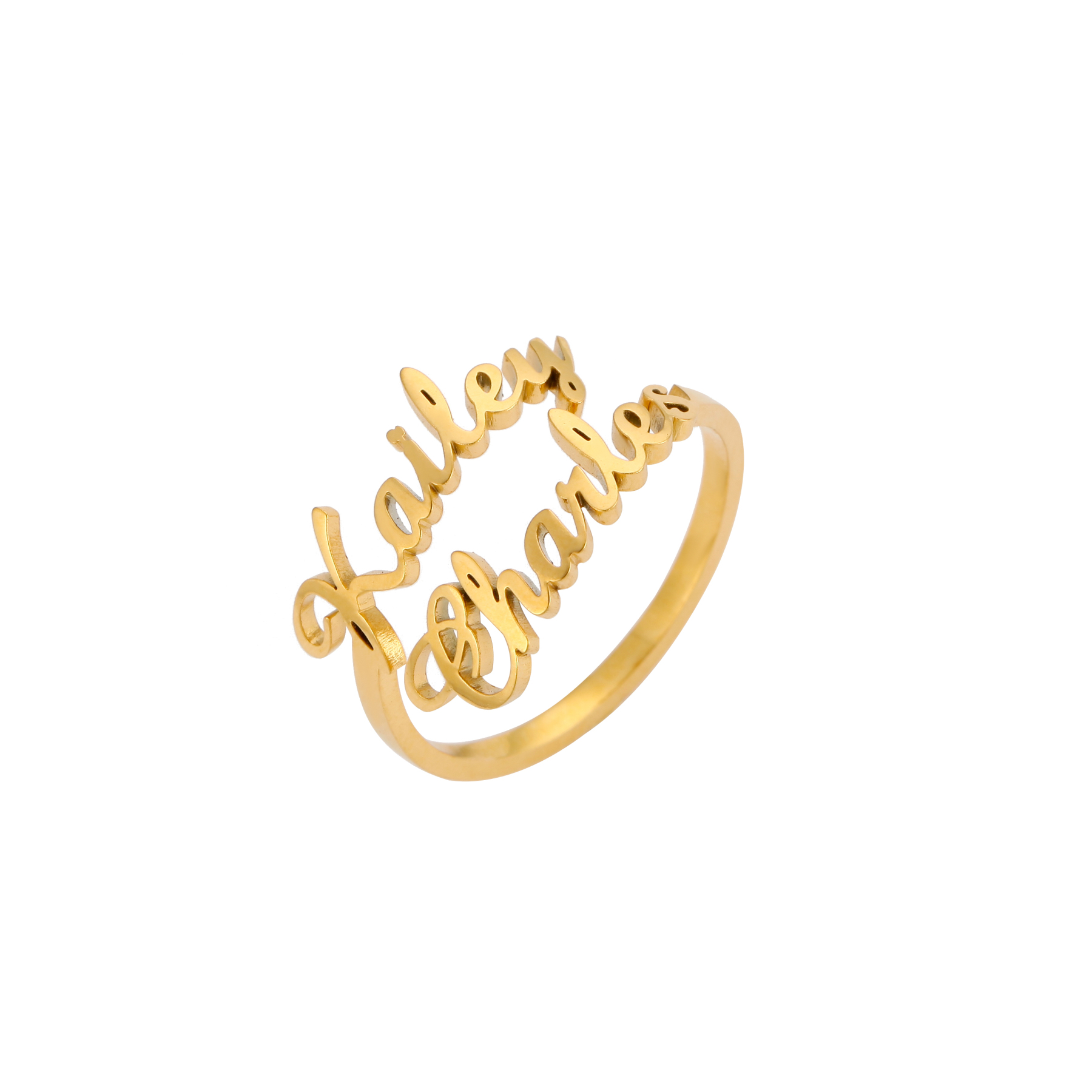 Custom Name Ring with Memorial Significance for Two Names