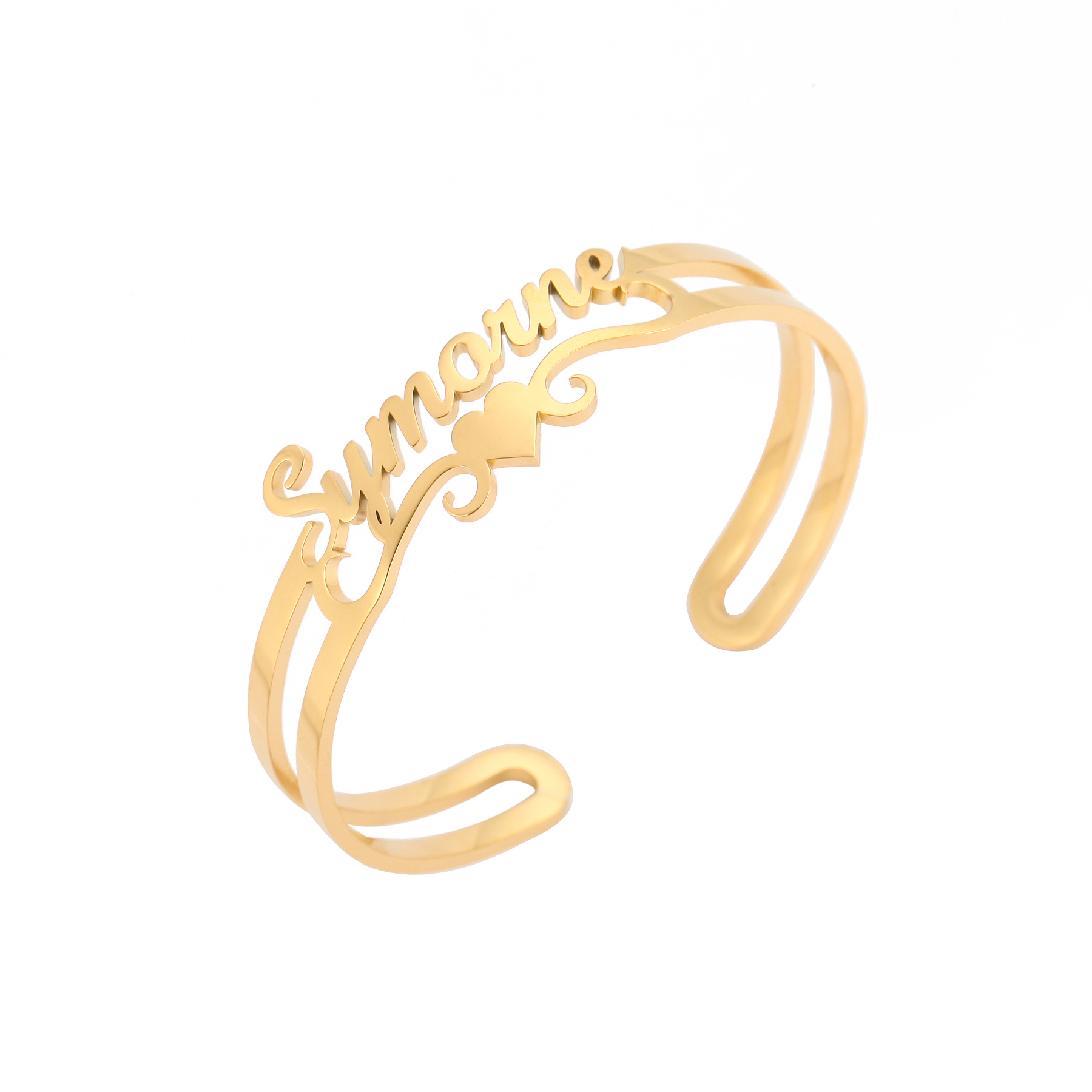 Custom Hollow Heart shaped Ribbon Name Bracelet