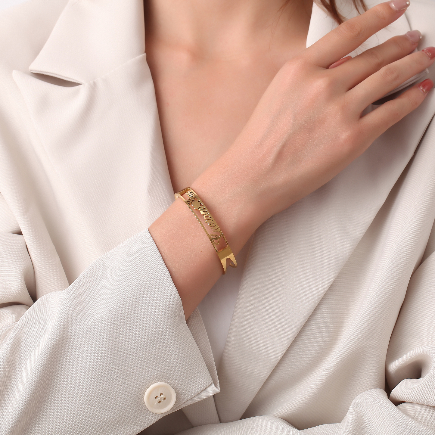 Custom Hollow shaped Bracelets with Double Names