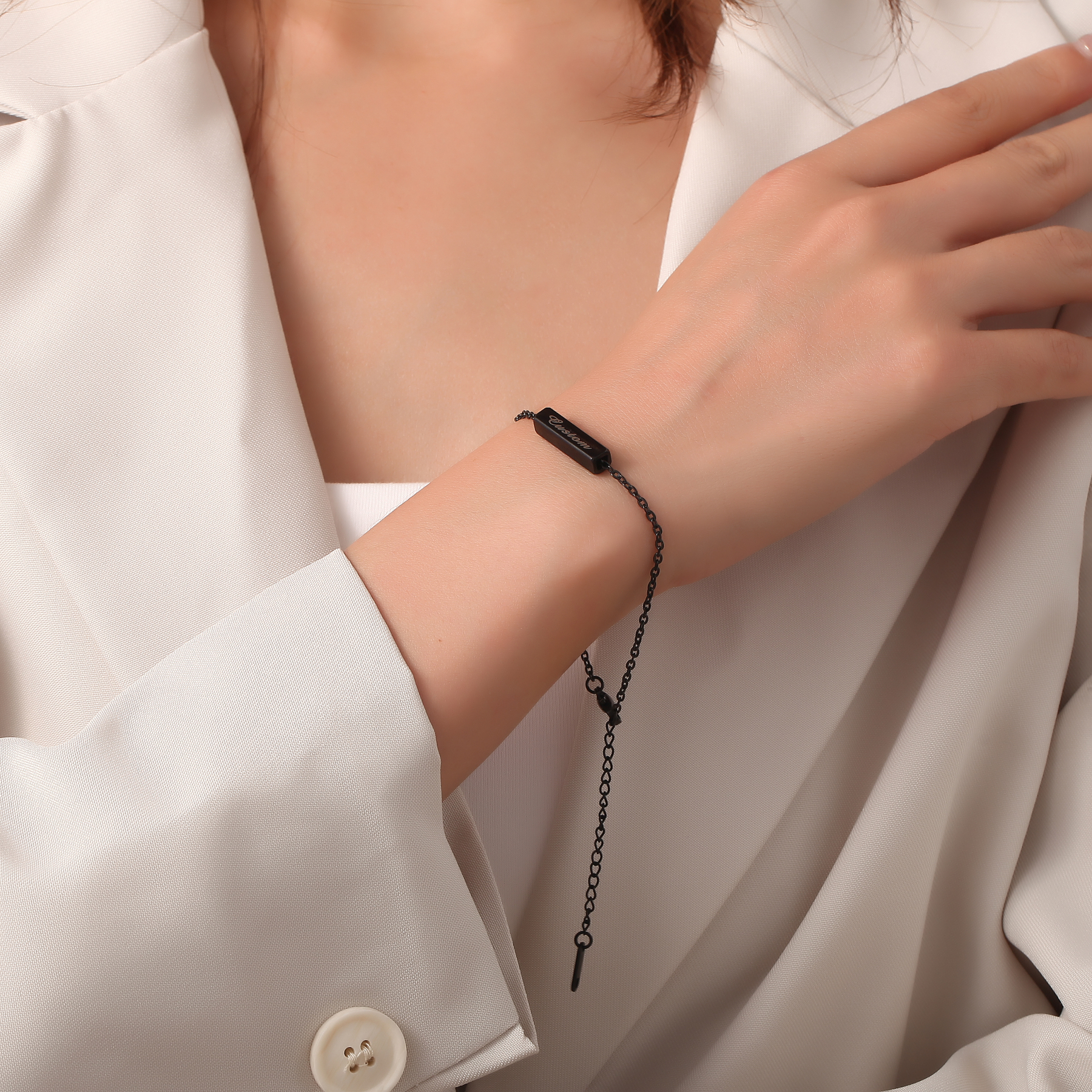 Custom Name Bracelets with Three-dimensional Square Elements